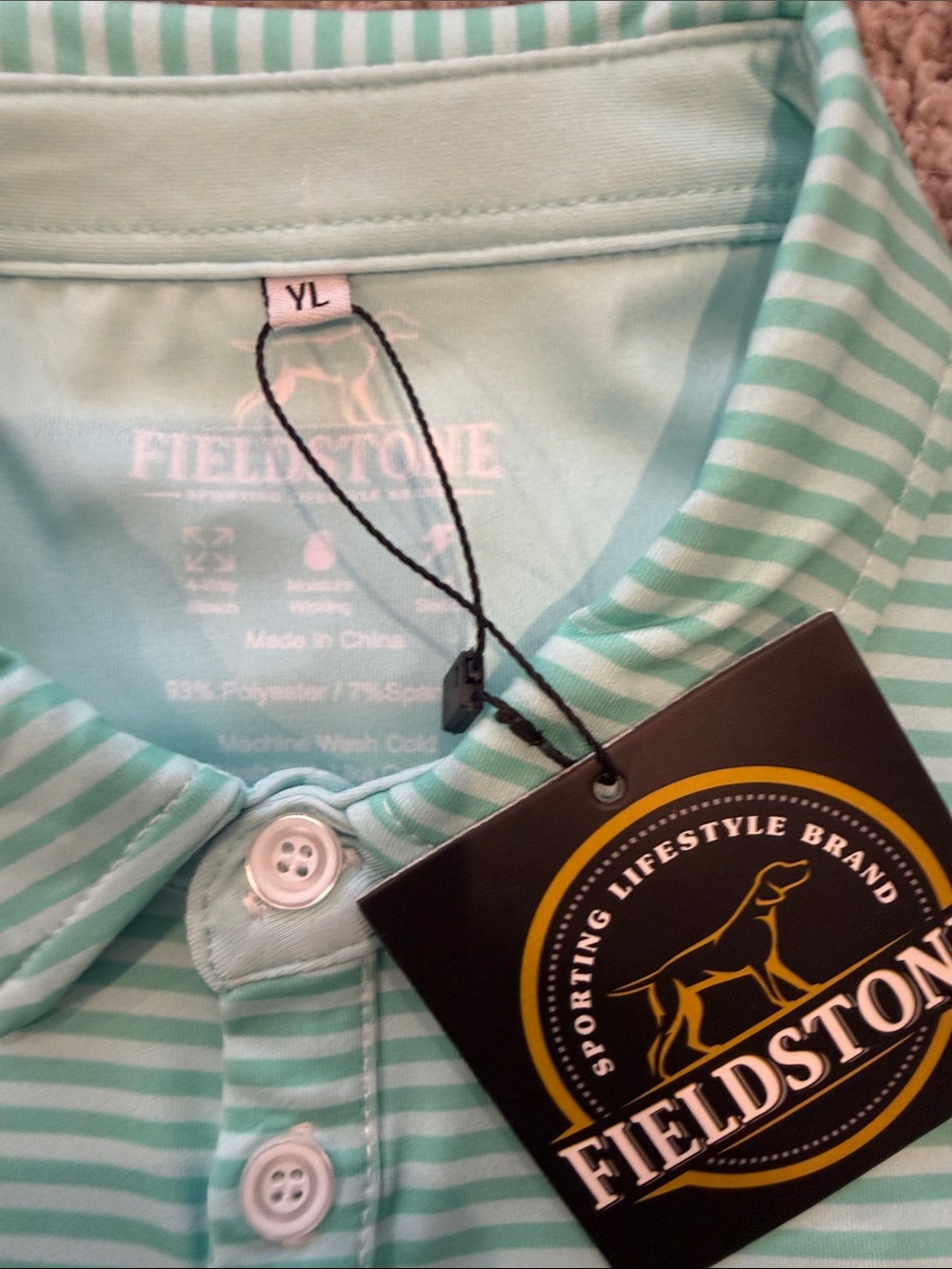 Fieldstone Boys' Mint Green Striped Polo - Picture 2 of 2